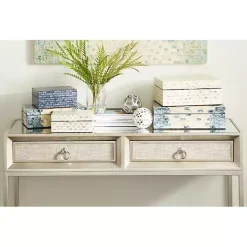 Clearance Decorative Mussel Shell Wood Boxes, Set of 2 Baskets & Boxes