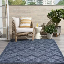 Kirklands Home Outdoor Rugs|Deep Navy Trellis Outdoor Area Rug, 4x6