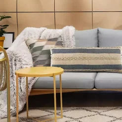 Online Denim Blue Braided Stripe Lumbar Pillow Pillows