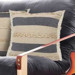 New Denim Blue Braided Stripe Throw Pillow, 24 in. Pillows