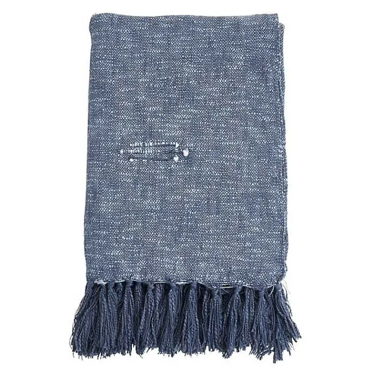 New Denim with Fringe Throw Blanket Blankets & Throws