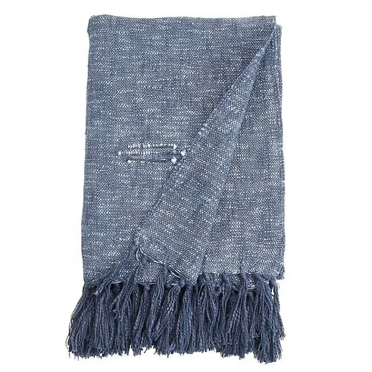 New Denim with Fringe Throw Blanket Blankets & Throws