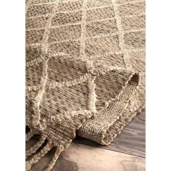 Kirklands Home Area Rugs|Diamond Helen Woven Jute Tassel Area Rug, 8x10 Tan