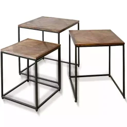 Kirklands Home Accent & End Tables|Diamond Wood Top Nesting Accent Tables, Set of 3 Brown
