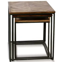 Kirklands Home Accent & End Tables|Diamond Wood Top Nesting Accent Tables, Set of 3 Brown