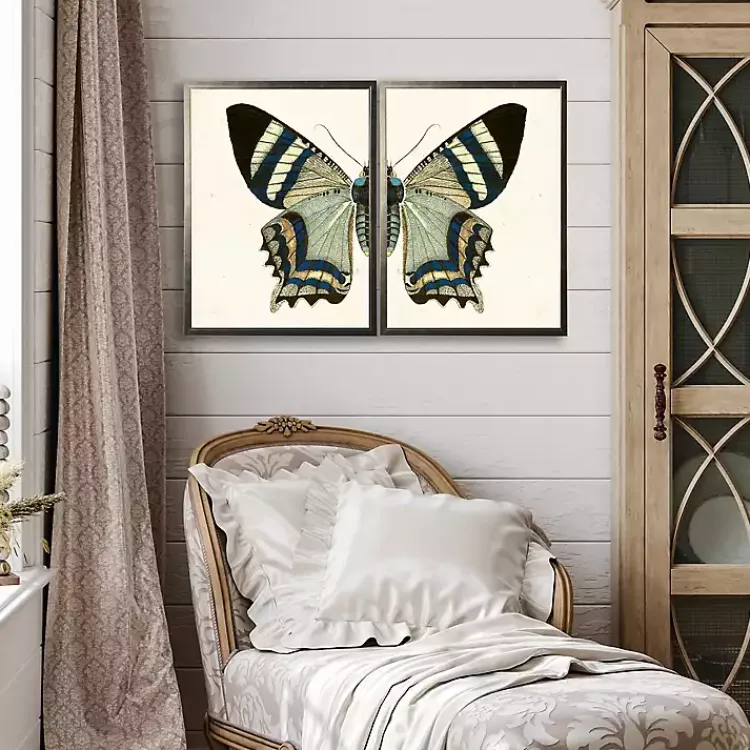 Kirklands Home Framed Art|Diptych Butterfly Framed Art Print, Set of 2