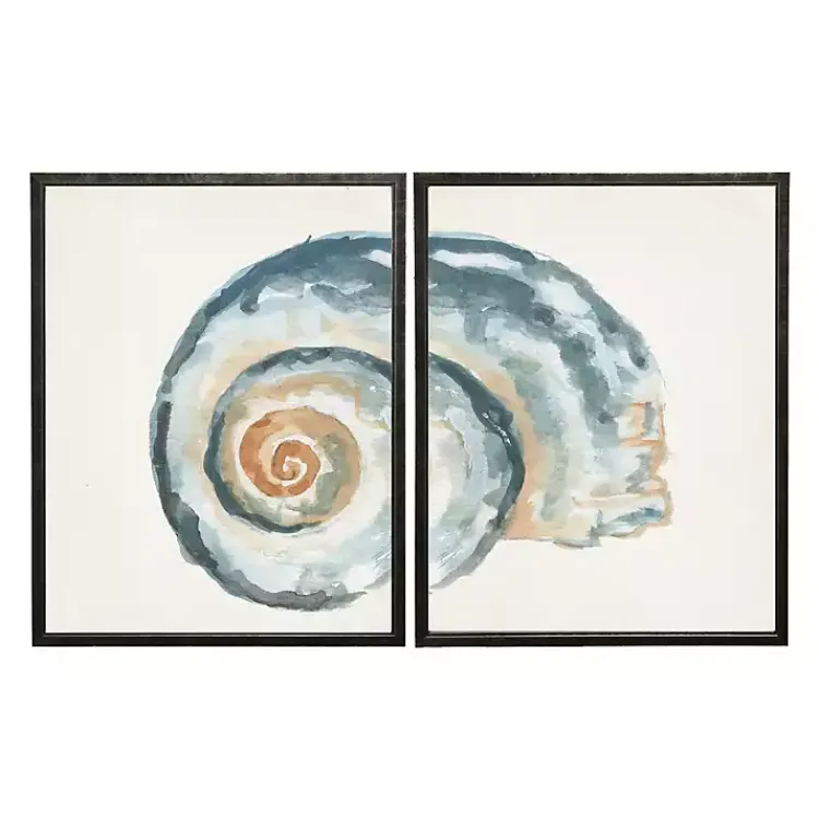 Kirklands Home Framed Art|Diptych Shell Framed Art Print, Set of 2 Blue