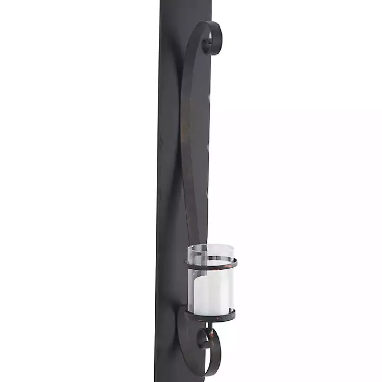 Hot Distressed Black Scrolled Metal Sconce Sconces