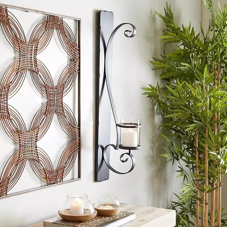 Hot Distressed Black Scrolled Metal Sconce Sconces