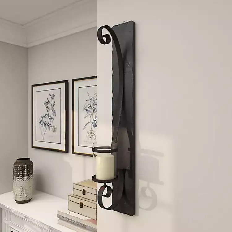 Hot Distressed Black Scrolled Metal Sconce Sconces