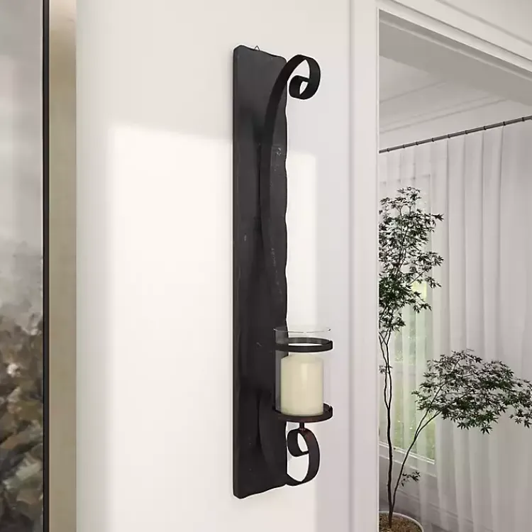 Hot Distressed Black Scrolled Metal Sconce Sconces