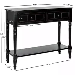 Kirklands Home Console Tables|Distressed Wood 2-Drawer Console Table Black