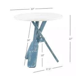 Kirklands Home Accent & End Tables|Distressed Blue Oars Coastal Accent Table White
