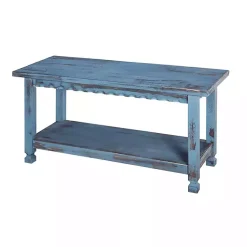 Kirklands Home Benches & Ottomans|Distressed Wood Antique Bench Blue