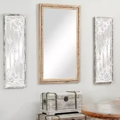 Kirklands Home Decorative Mirrors|Distressed Brown Beaded Wall Mirror