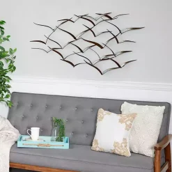 Kirklands Home Wall Plaques|Distressed Metal Flock of Birds Wall Plaque Brown