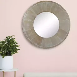 Kirklands Home Decorative Mirrors|Distressed Wood Planked Frame Wall Mirror Brown