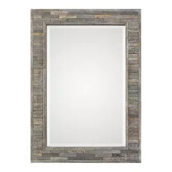 Kirklands Home Decorative Mirrors|Distressed Charcoal Wooden Wall Mirror