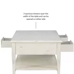 Kirklands Home Coffee Tables|Distressed Cream Wood 3-Drawer Coffee Table Ivory