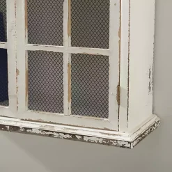 Kirklands Home Wall Storage|Distressed Cream Wood Wall Cabinet