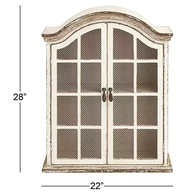 Kirklands Home Wall Storage|Distressed Cream Wood Wall Cabinet