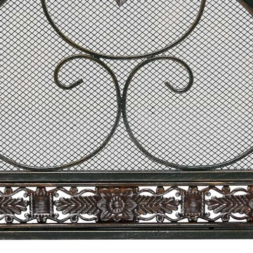 Distressed Fleur De Lis Three-Panel Fire Screen Fireplace Accessories