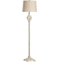 Kirklands Home Floor Lamps|Distressed Fleur-de-lis Floor Lamp Tan
