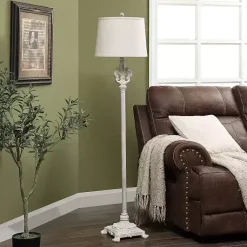 Kirklands Home Floor Lamps|Distressed Fleur-de-lis Floor Lamp Tan