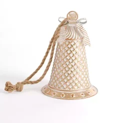 Distressed Gold and White Bell, 12 in. Christmas Decorations
