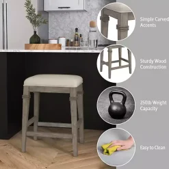 Kirklands Home Bar Stools & Counter Height Stools|Distressed Gray and Beige Counter Stool