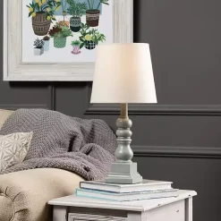 Kirklands Home Table Lamps|Distressed Gray Candlestick Table Lamp White