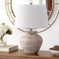 Kirklands Home Table Lamps|Distressed Gray Ceramic Jug Ledger Table Lamp White