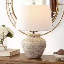 Kirklands Home Table Lamps|Distressed Gray Ceramic Jug Ledger Table Lamp White