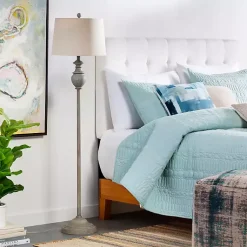 Kirklands Home Floor Lamps|Distressed Gray Hadlee Floor Lamp Tan