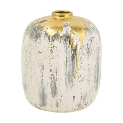 Outlet Distressed Gray Vase with Gold Splatter, 8 in. Vases