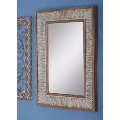 Kirklands Home Decorative Mirrors|Distressed Gray Wood Rectangular Wall Mirror