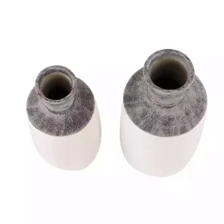 Outlet Distressed Two-Tone Stoneware Vases, Set of 2 Vases