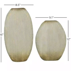 Best Distressed White and Beige Flat Vases, Set of 2 Vases