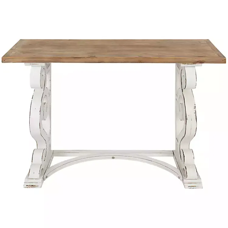 Kirklands Home Console Tables|Distressed White and Brown Wood Console Table
