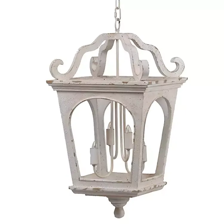 Kirklands Home Chandeliers & Pendant Lighting|Distressed Carriage Pendant Light White