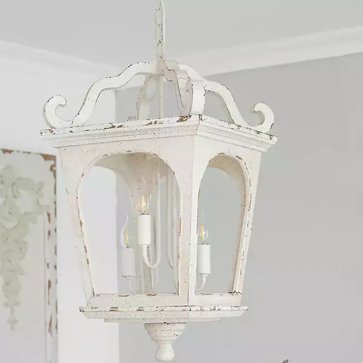 Kirklands Home Chandeliers & Pendant Lighting|Distressed Carriage Pendant Light White