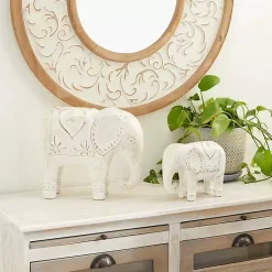 Sale Distressed Carved Elephant Statues, Set of 2 Statues & Figurines