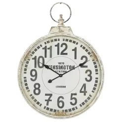 Kirklands Home Clocks|Distressed White Pocket Wall Clock