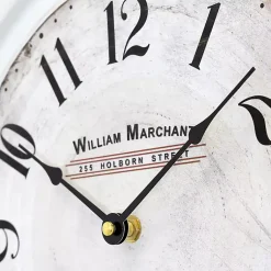 Kirklands Home Clocks|Distressed White Two Grooves Iron Frame Wall Clock