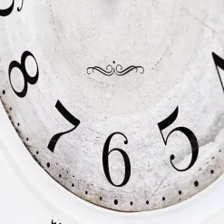 Kirklands Home Clocks|Distressed White Two Grooves Iron Frame Wall Clock