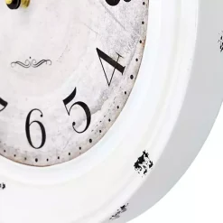 Kirklands Home Clocks|Distressed White Two Grooves Iron Frame Wall Clock