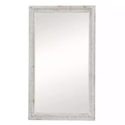 Kirklands Home Decorative Mirrors|Distressed White Wood Carved Frame Wall Mirror