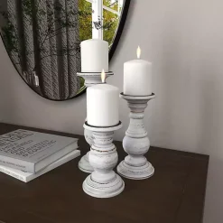 Online Distressed Wood 3-pc. Candle Holder Set Candle Holders