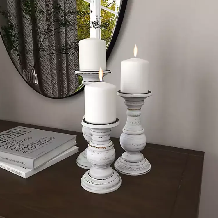 Online Distressed Wood 3-pc. Candle Holder Set Candle Holders