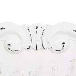 Kirklands Home Clocks|Distressed White Wood Scroll Wall Clock